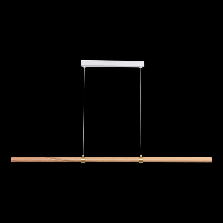 Calibo Aquila 1500mm Timber Tubular LED Linear Pendant with Brass Finish Collar | Ash with White