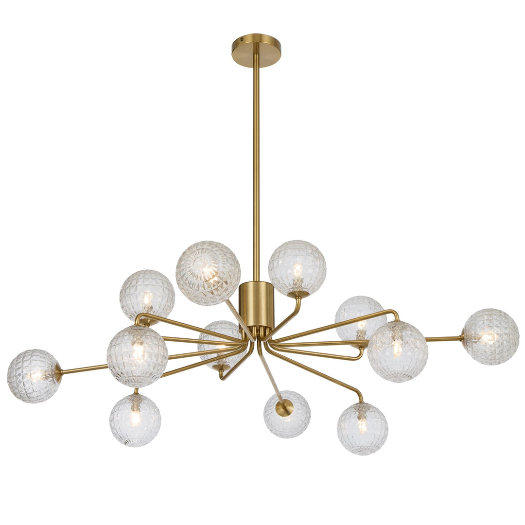 Telbix Felton 12 Light Pendant | Antique Gold and Clear Prism