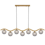 Telbix Orton Antique Gold 7 Light Pendant | Smoke Tear