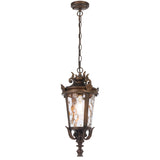 Telbix Pedral Large Outdoor Lantern Pendant with Textured Glass and Multiple Suspension | Bronze