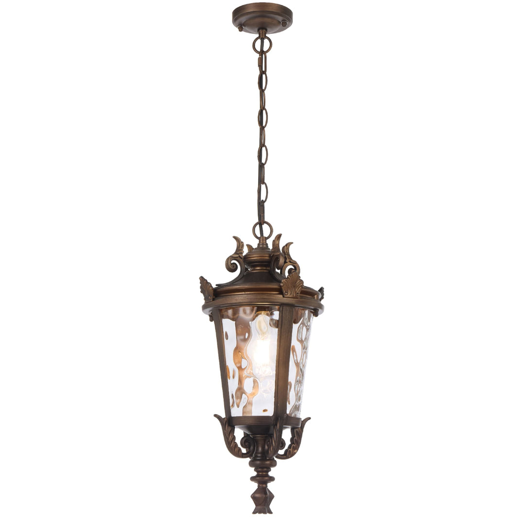 Telbix Pedral Large Outdoor Lantern Pendant with Textured Glass and Multiple Suspension | Bronze