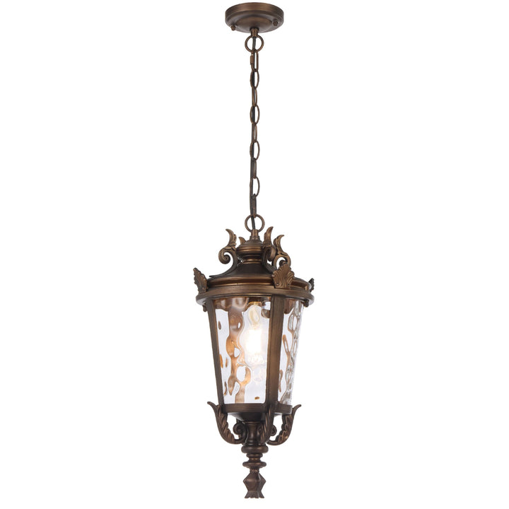 Telbix Pedral Large Outdoor Lantern Pendant with Textured Glass and Multiple Suspension | Bronze