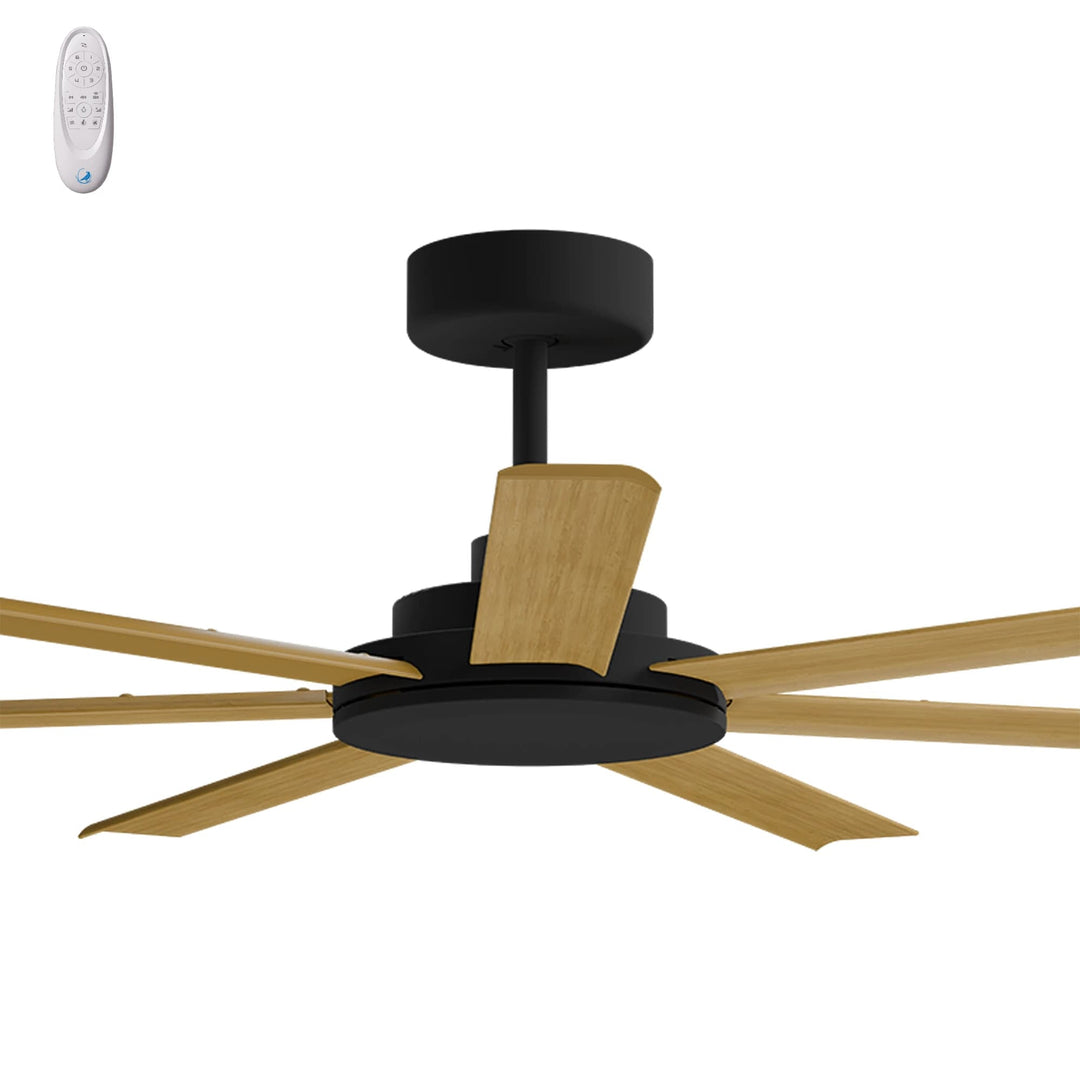 Calibo Alula 60" (1524mm) 7 Blade Indoor/Outdoor DC Ceiling Fan & Remote | Black & Teak