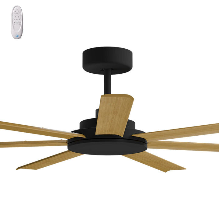 Calibo Alula 60" (1524mm) 7 Blade Indoor/Outdoor DC Ceiling Fan & Remote | Black & Teak