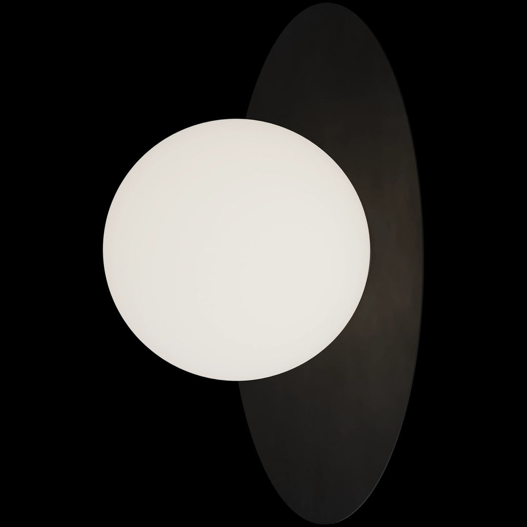 Calibo Crest Opal Glass 140mm Orb Wall Light Oval Plate 300mm | Black