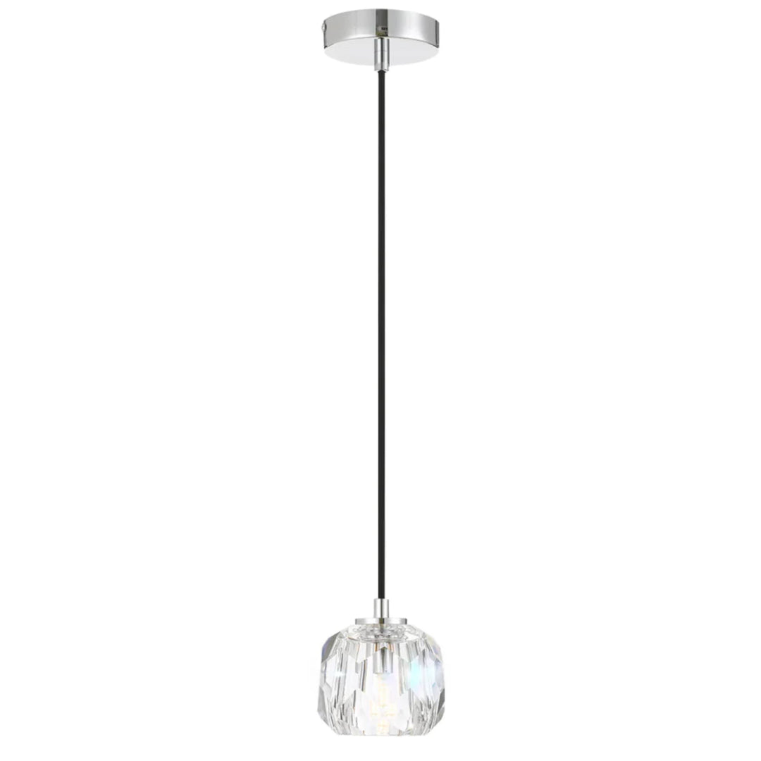 Telbix Zaha Crystal Glass Pendant Light | Chrome