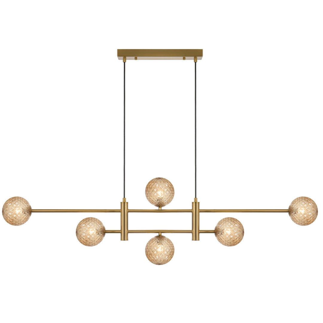 Telbix Antique Gold Tyson 6 Light Pendant | Amber Tear