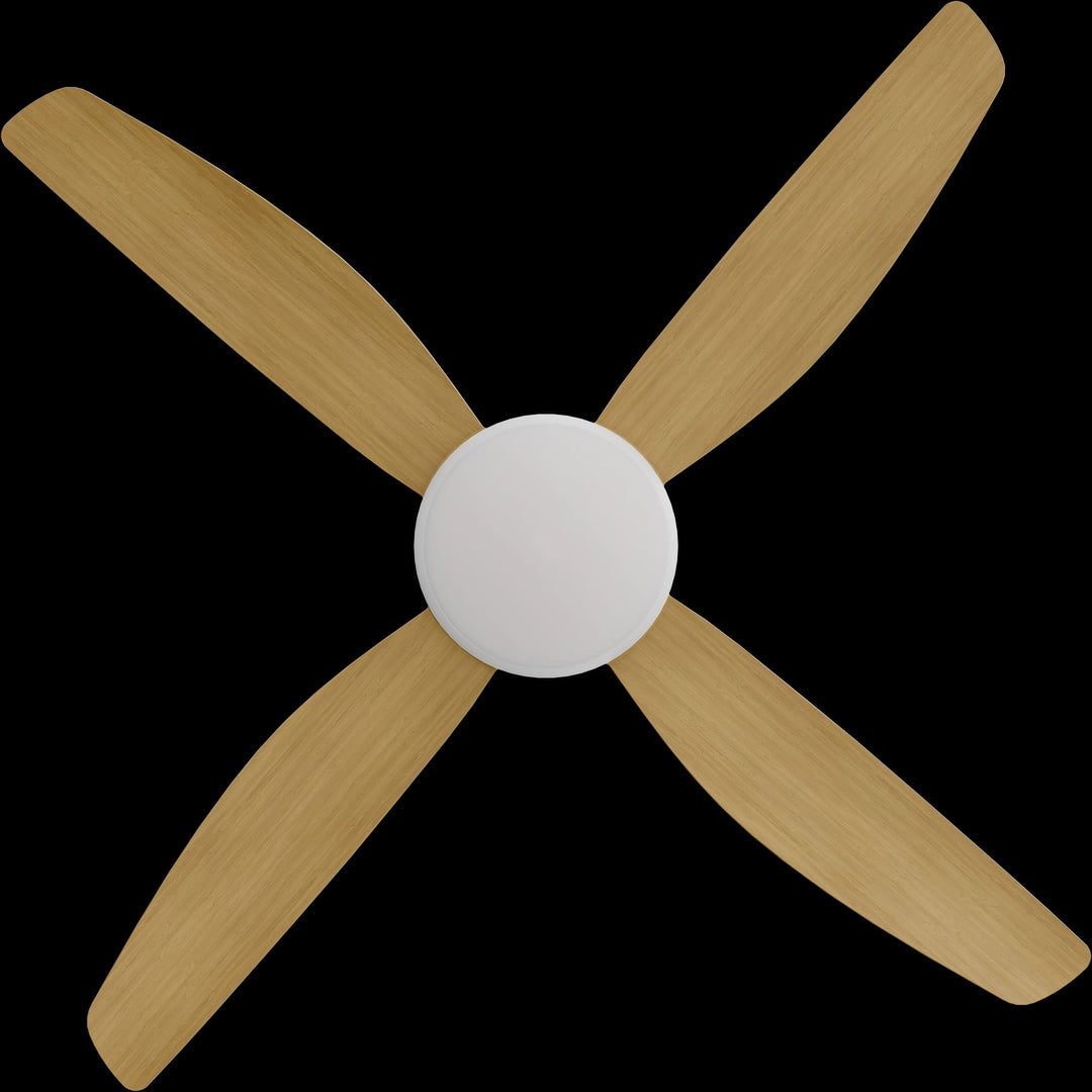 Calibo Vanga 52" DC Smart Ceiling Fan with LED Light and Remote Control | White and Bamboo