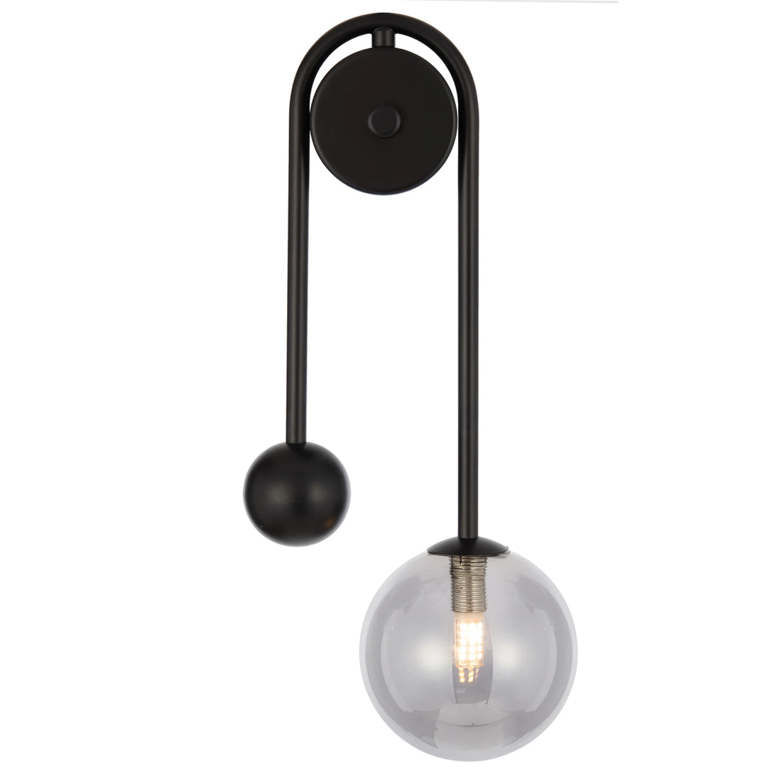 Telbix Felton Arm Wall Light | Black and Smoke