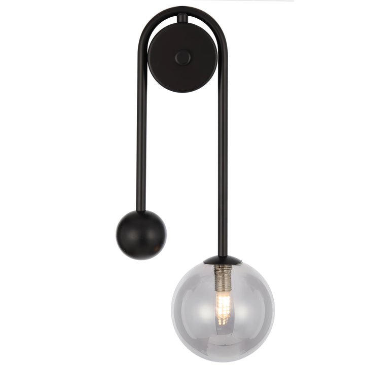 Telbix Felton Arm Wall Light | Black and Smoke
