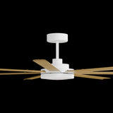 Calibo Alula 80" (2032mm) 7 Blade Indoor/Outdoor DC Ceiling Fan with 24W Light & Remote | White & Teak