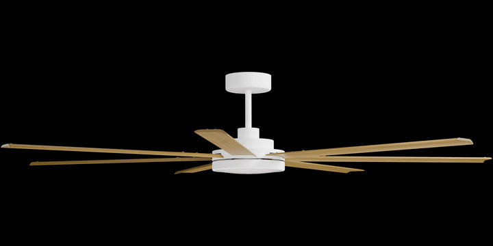 Calibo Alula 80" (2032mm) 7 Blade Indoor/Outdoor DC Ceiling Fan with 24W Light & Remote | White & Teak