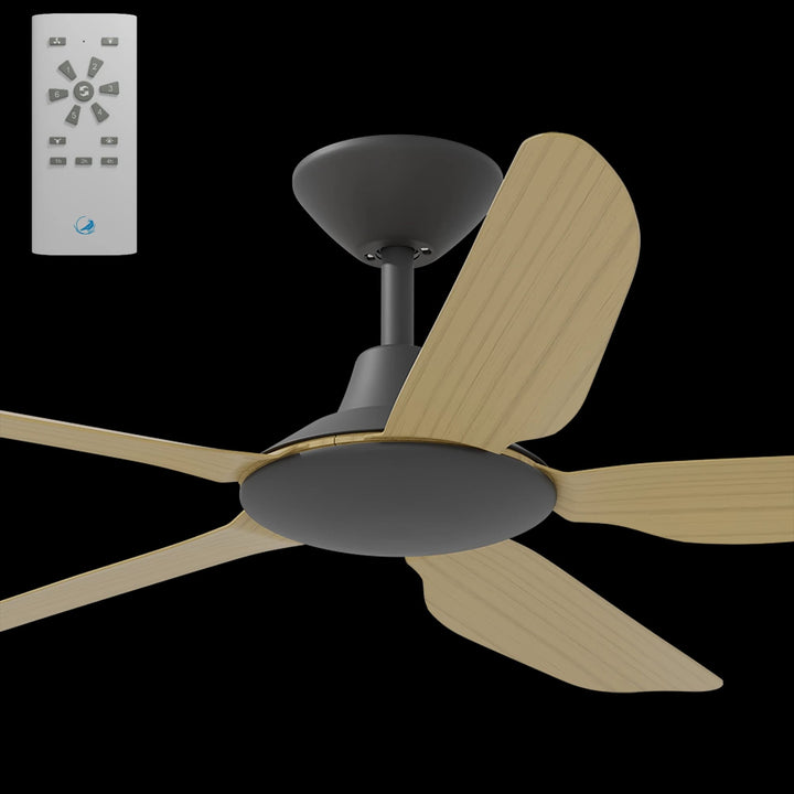Calibo Storm 48" (1220mm) 5 Blade Indoor/Outdoor DC Ceiling Fan and Remote | Black & Bamboo