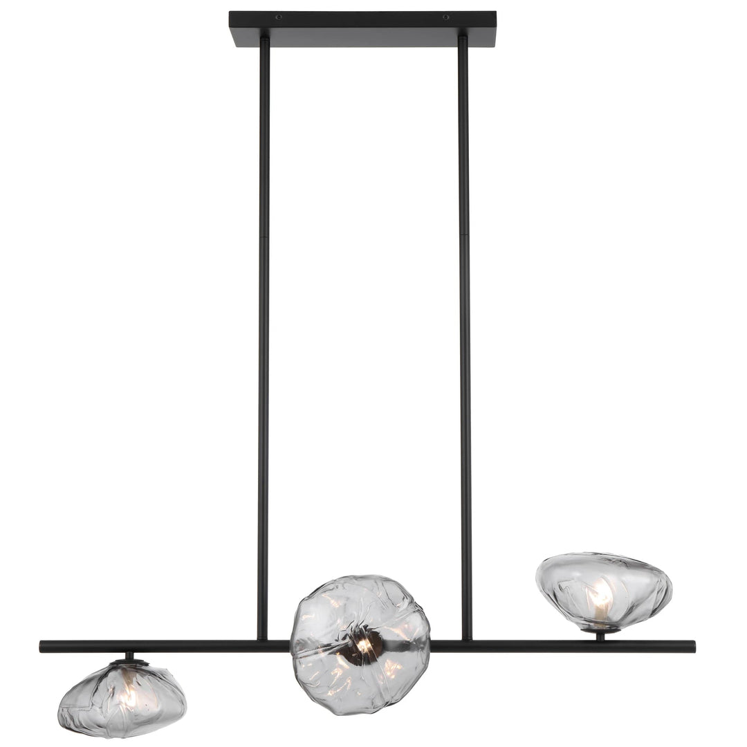 Telbix Zecca 3 Light Bar Pendant | Black & Smoke Glass