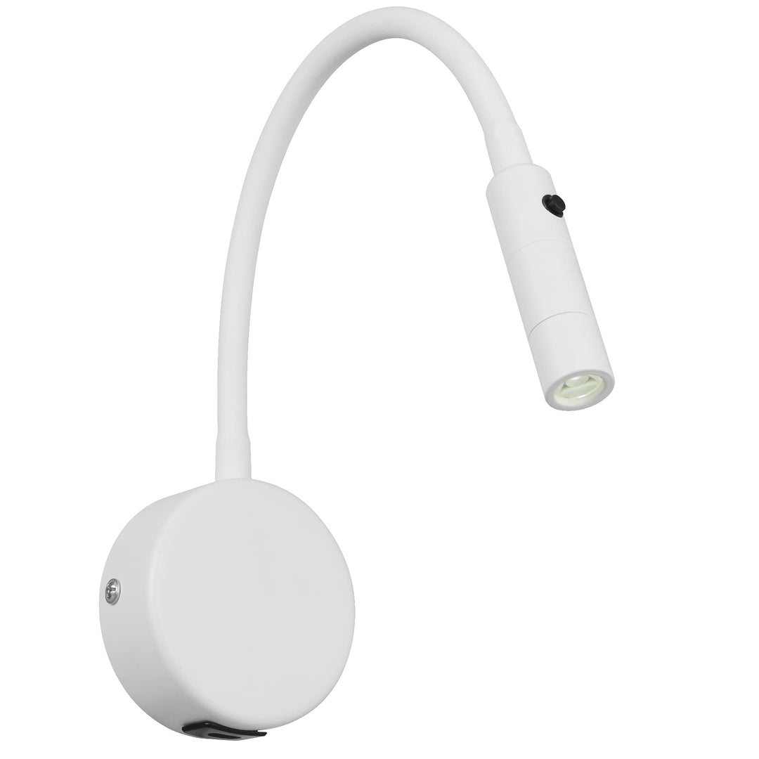 Telbix Solio Modern Minimalist Adjustable Tubular LED Wall Light | White
