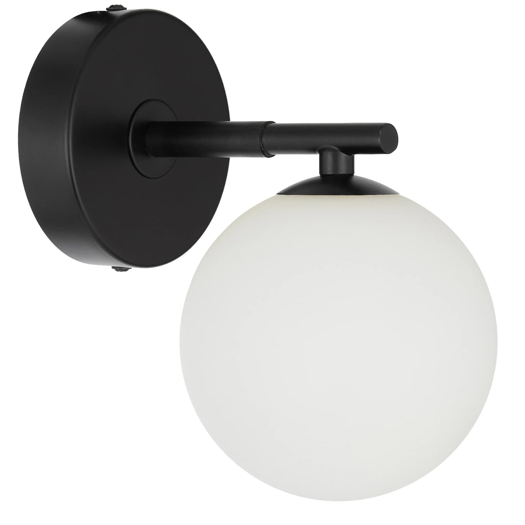 Telbix Felton Black 1 Light Wall Light | Opal Matt