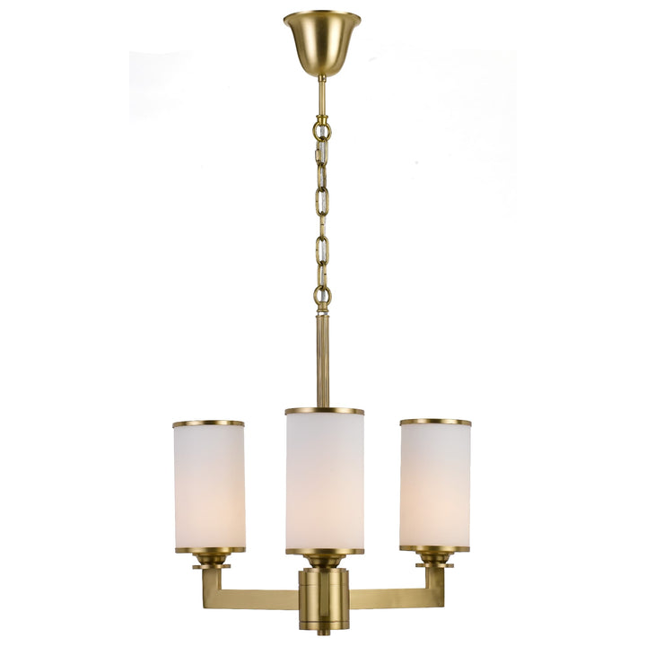 Telbix Ahern Brass and Opal Glass Pendant | 3 Light
