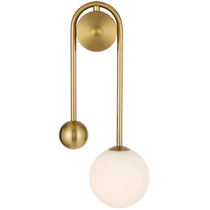 Telbix Felton Arm Wall Light | Antique Gold and Opal Matt