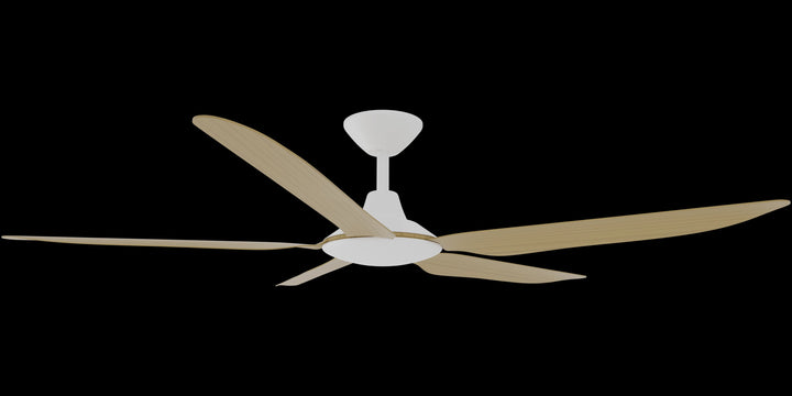 Calibo Storm 56" (1430mm) 5 Blade Indoor/Outdoor DC Ceiling Fan and Remote | White & Bamboo