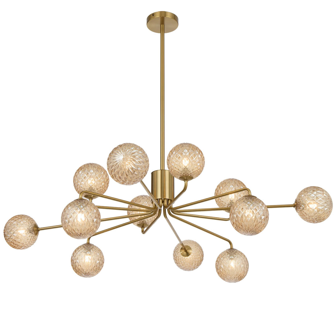 Telbix Felton 12 Light Pendant | Antique Gold and Amber Tear