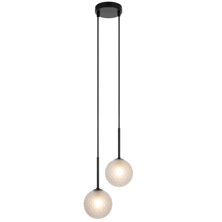 Telbix Gaston Black 2 Light Pendant Light | Frost Tear