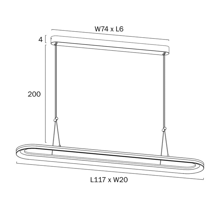 Telbix Fulcrum Rectangular Warm White LED Pendant | Grey