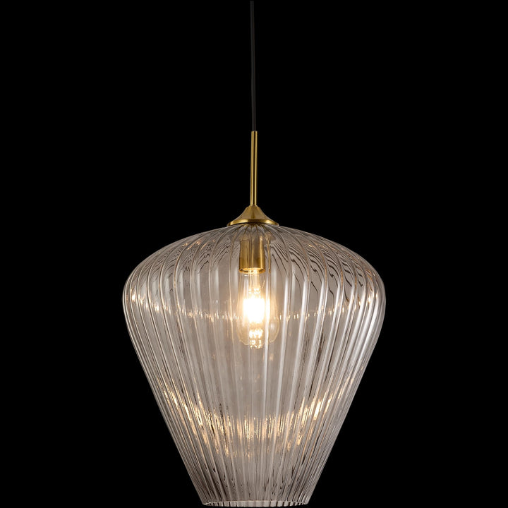 Calibo Ribbon Fluted Glass 360mm Pendant Light | Smoke