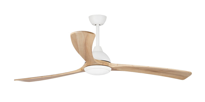 Fanco Sanctuary DC 92" Solid Timber Blade Indoor/Outdoor Ceiling Fan with 24w LED CCT Light and Remote | White & Natural