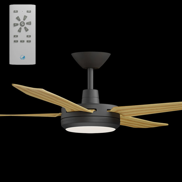Calibo Enviro 60" (1530mm) DC Ceiling Fan with 18W CCT LED Light and Remote | Black & Bamboo