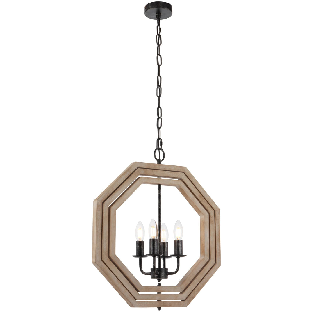 Telbix Indio 4 Light Pendant Light | Black & Timber