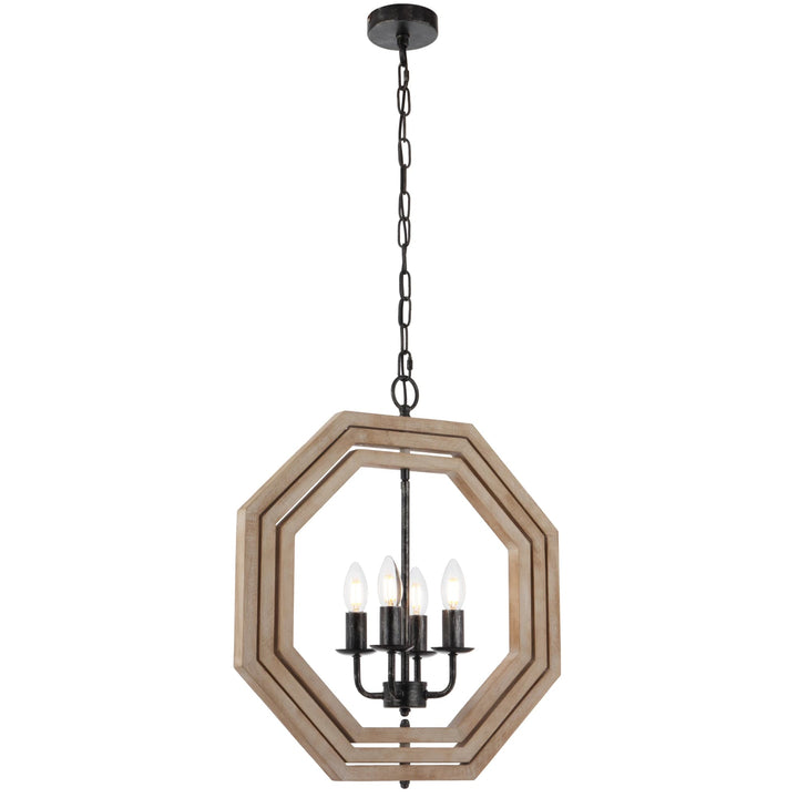 Telbix Indio 4 Light Pendant Light | Black & Timber
