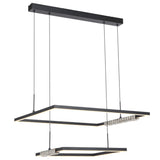Telbix Zafra 2 Tier Cascading Square Tricolour LED Pendant with Crystals | Black