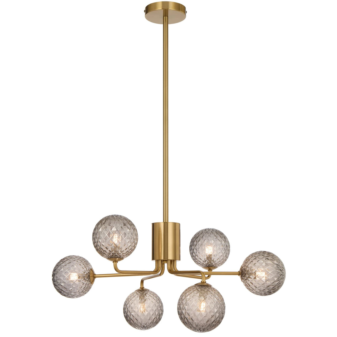 Telbix Antique Gold Felton 6 Light Pendant | Smoke Tear