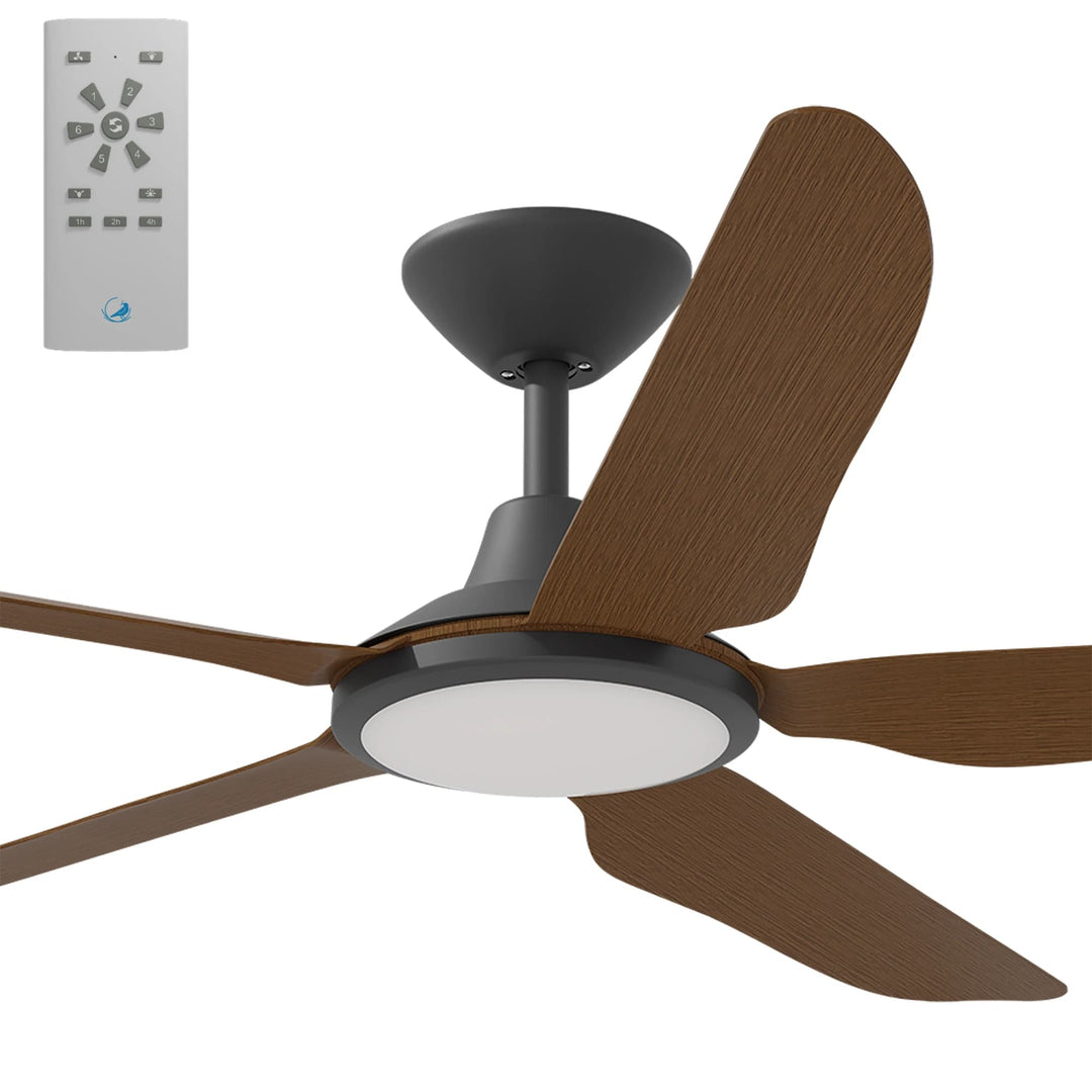 Calibo Storm 56" (1430mm) 5 Blade 18W Tricolour LED Light Indoor/Outdoor DC Ceiling Fan & Remote | Black & Koa