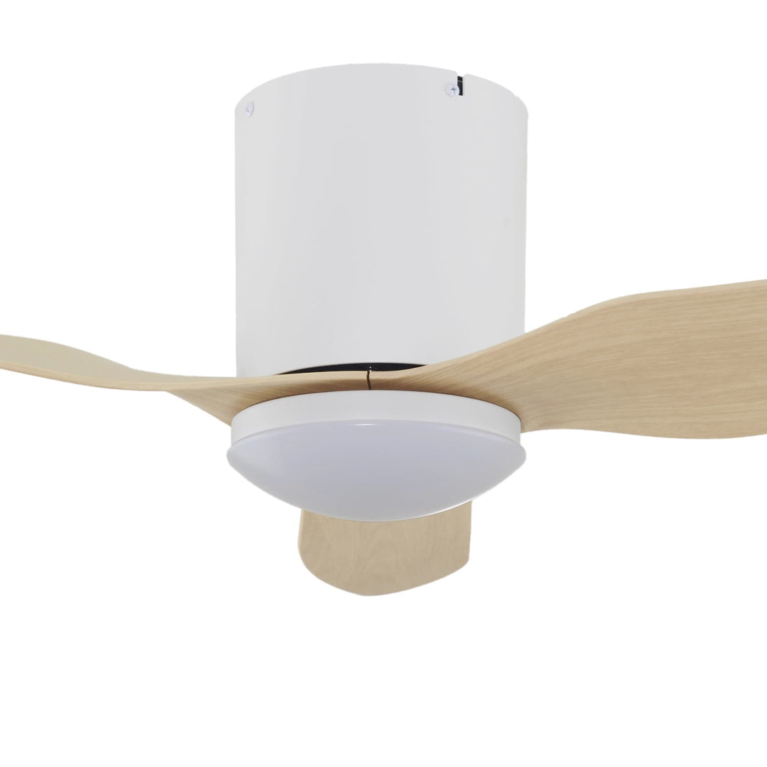 Fanco Smart Studio 2.0 48" (1220mm) Low Profile ABS Blade DC Ceiling Fan With 18W Dimmable CCT LED Light & Remote | White & Beechwood