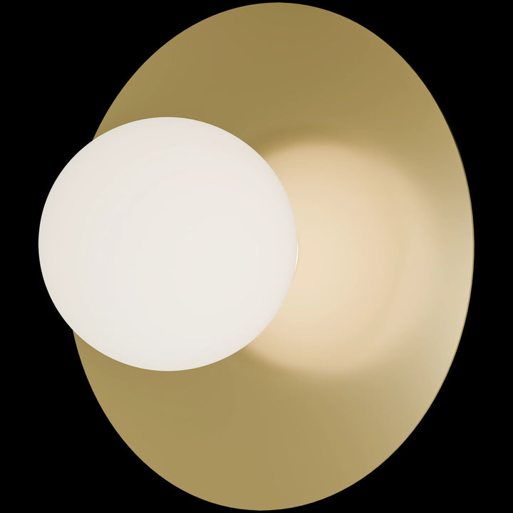 Calibo Crest Opal Glass 140mm Orb Wall Light Round Plate 300mm | Brass
