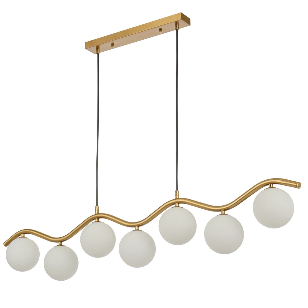 Telbix Orton Antique Gold 7 Light Pendant | Opal Matte