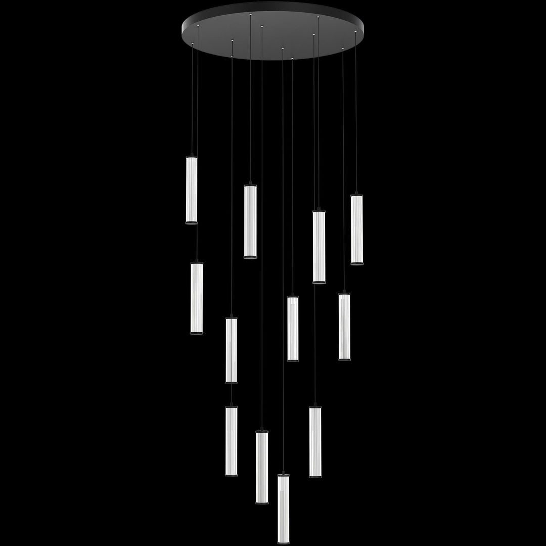 Calibo Charm Modern Fluted 12 Light Cluster Pendant Light | Black