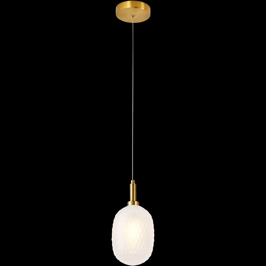 Calibo Lark Diamond Pattern 124mm Glass Pendant | Opal