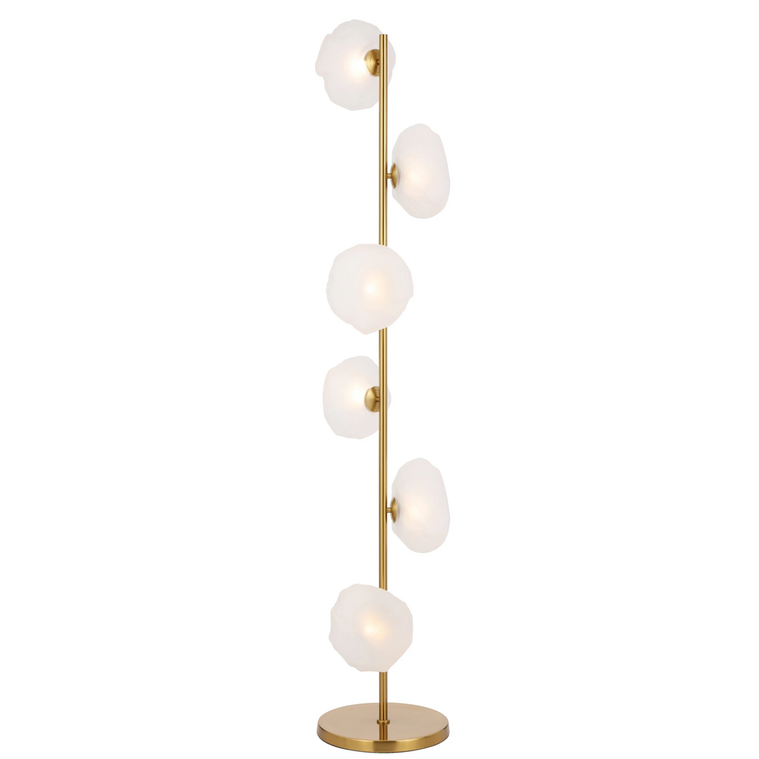 Telbix Zecca 6 Light Floor Lamp | Antique Gold and Frost