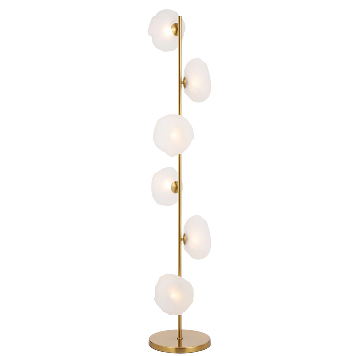 Telbix Zecca 6 Light Floor Lamp | Antique Gold and Frost