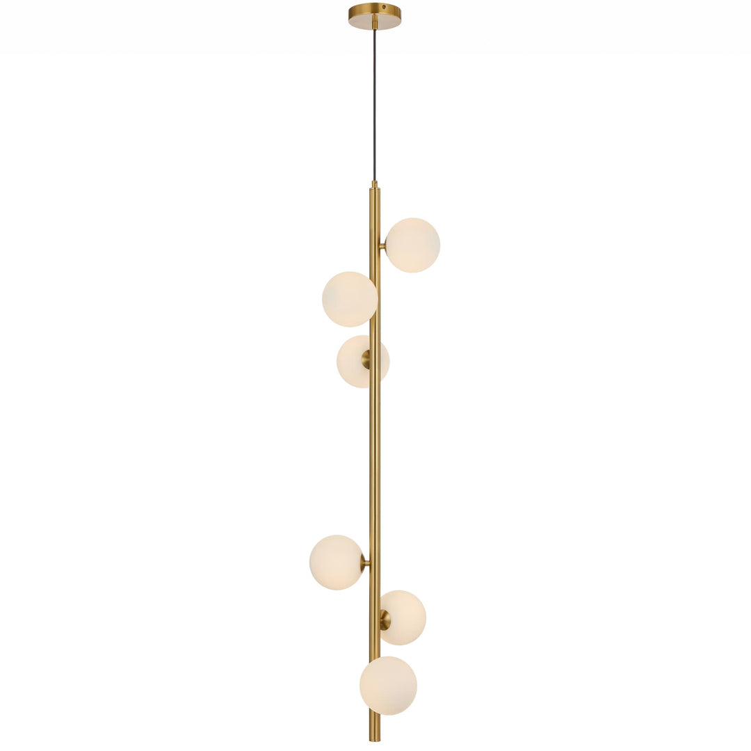 Telbix Antique Gold Elson 6 Light Pendant Light | Opal Matt