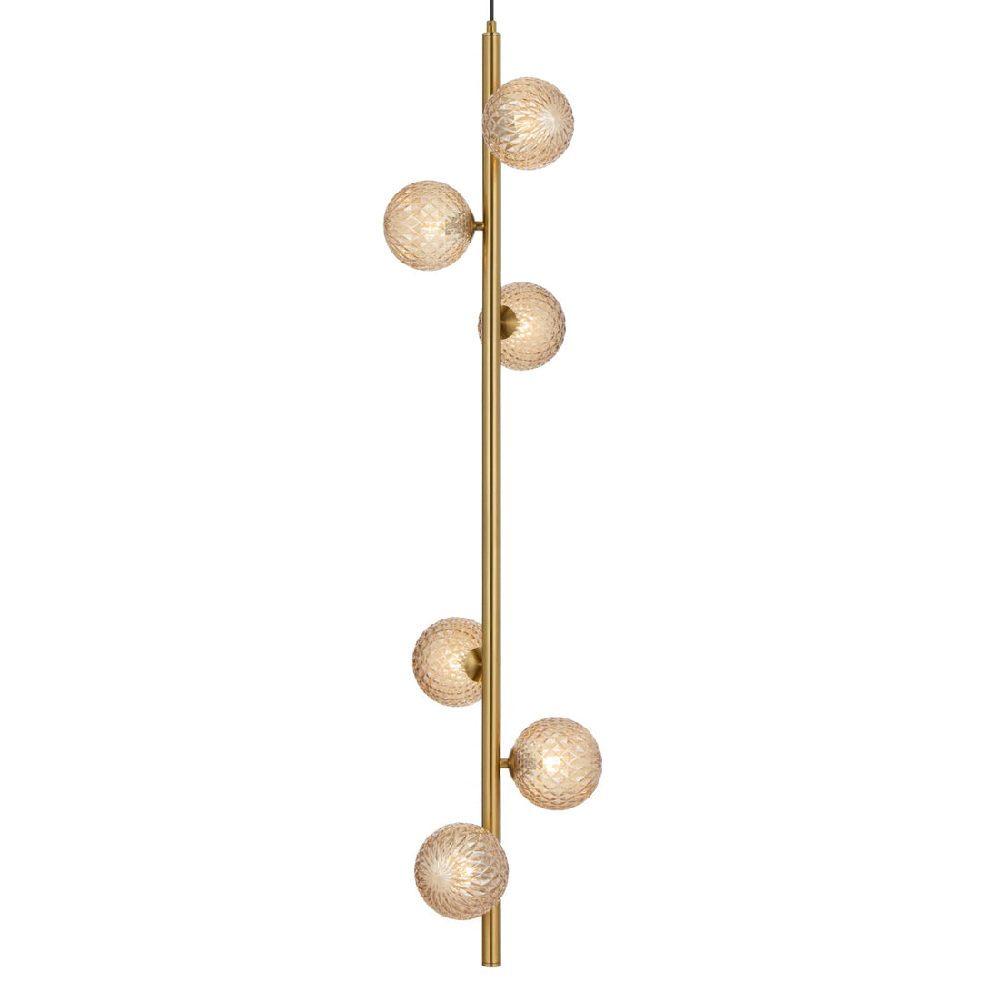 Telbix Antique Gold Elson 6 Light Pendant Light | Amber Tear