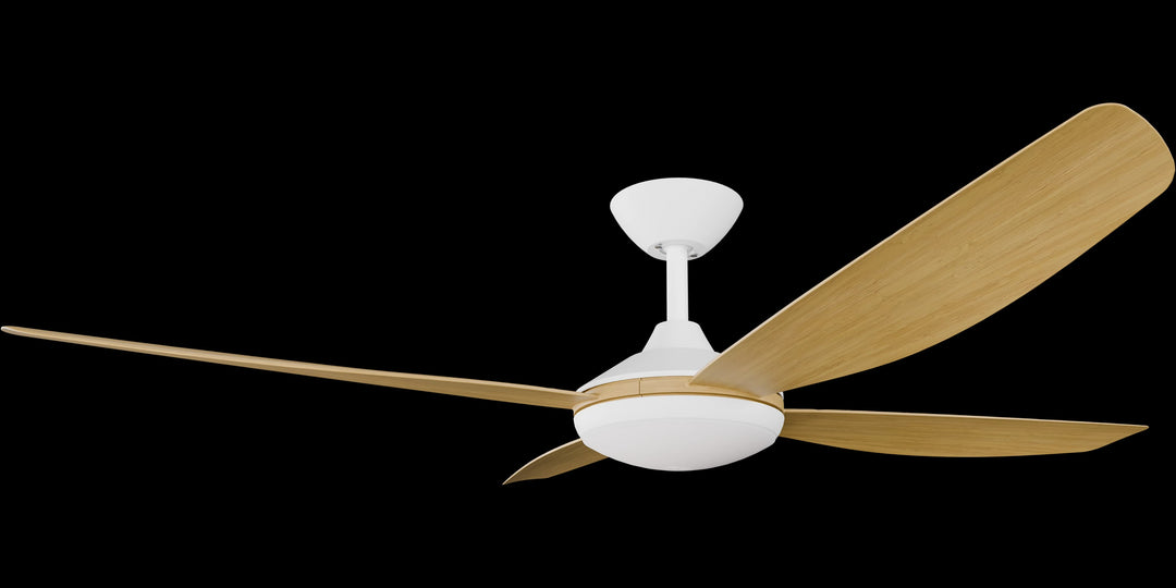 Calibo Vanga 56" DC Smart Ceiling Fan with LED Light and Remote Control | White and Bamboo
