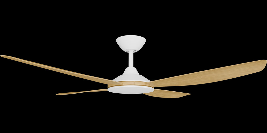 Calibo Vanga 52" DC Smart Ceiling Fan with Remote Control | White and Bamboo