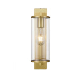 Telbix Small Perova IP44 Industrial Wall Light | Natural Brass