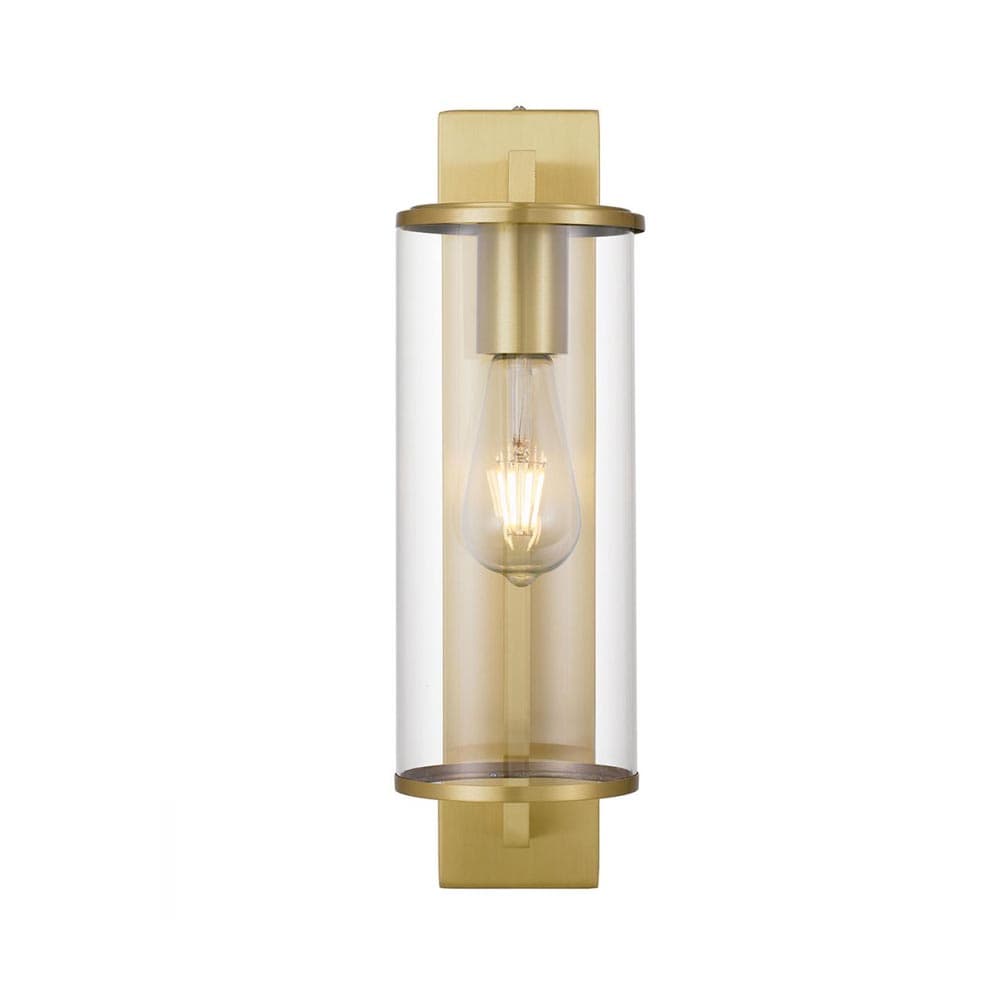 Telbix Small Perova IP44 Industrial Wall Light | Natural Brass