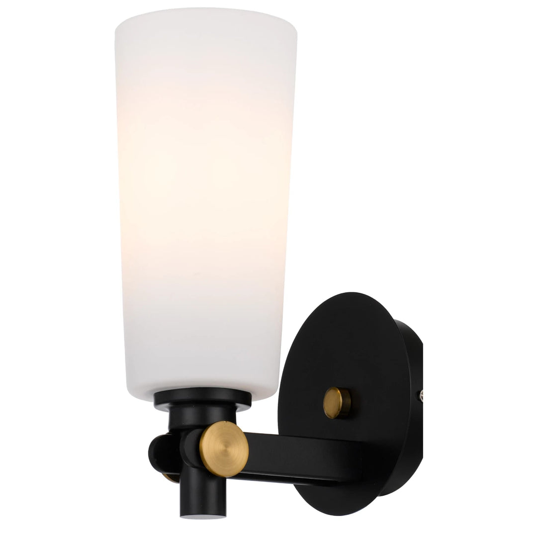 Telbix Delmar 1 Light Wall Lamp | Black & Opal