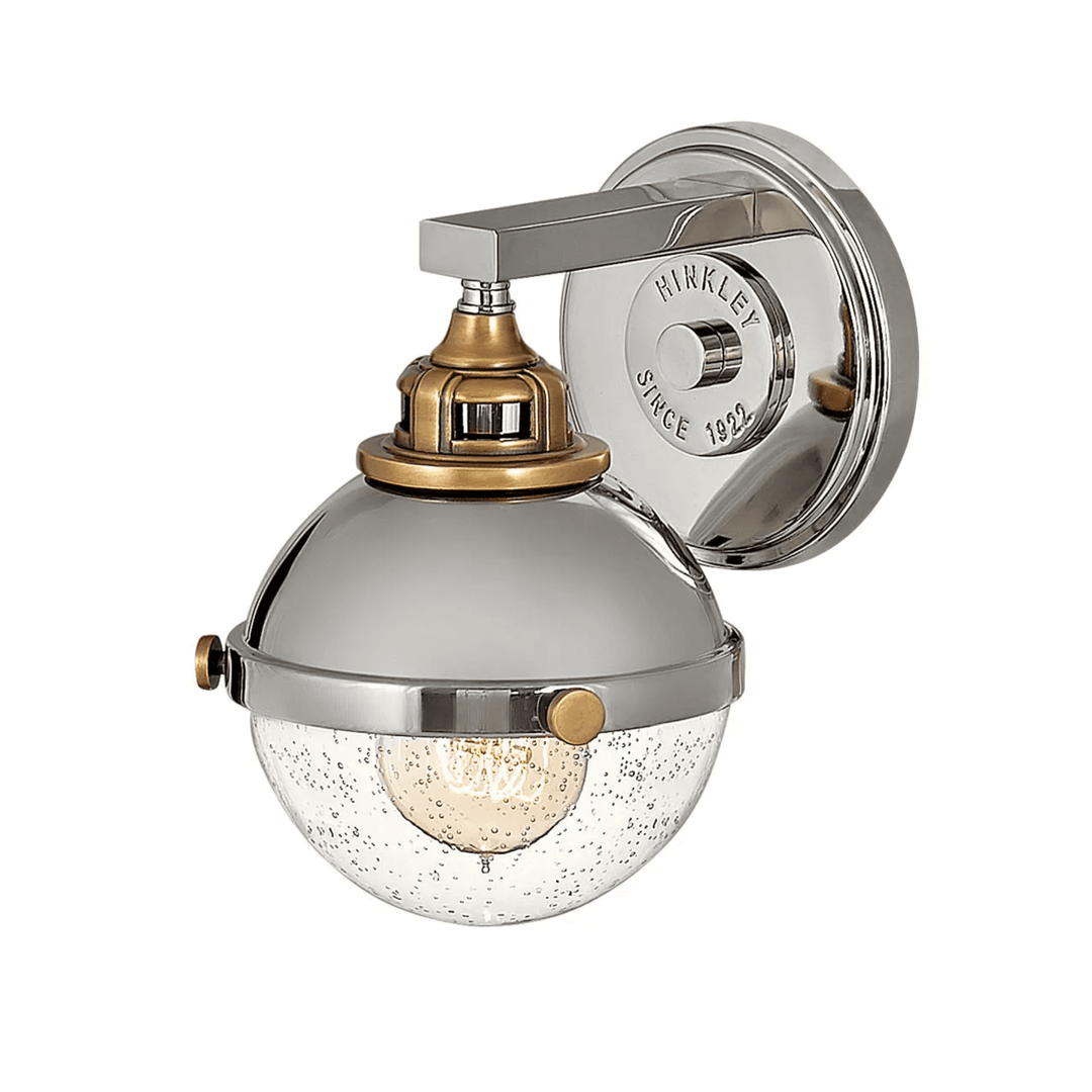 Hinkley Fletcher Traditional Single Wall Light (E27) | Polished NIckel & Heritage Brass