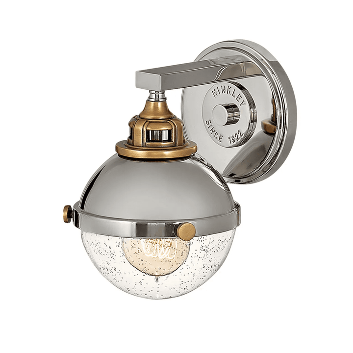 Hinkley Fletcher Traditional Single Wall Light (E27) | Polished NIckel & Heritage Brass
